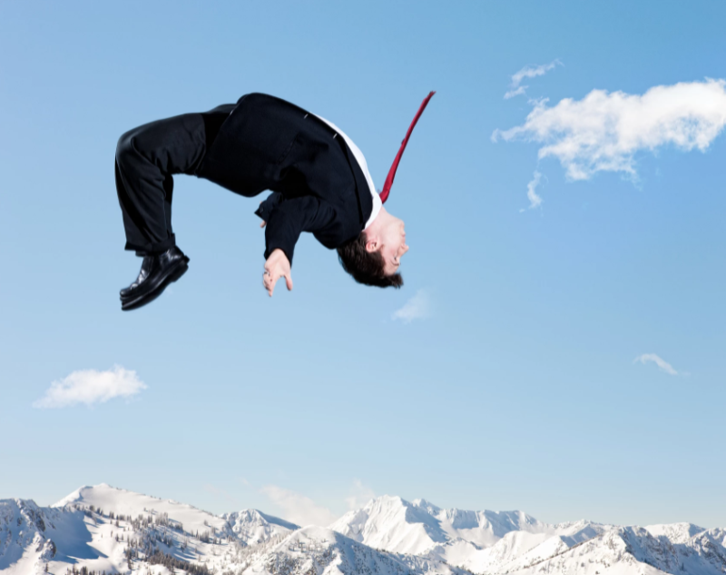 Lawyer doing back flip